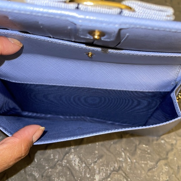 Preloved Salvatore Ferragamo wallet on chain sky blue color great condition - Picture 11 of 16